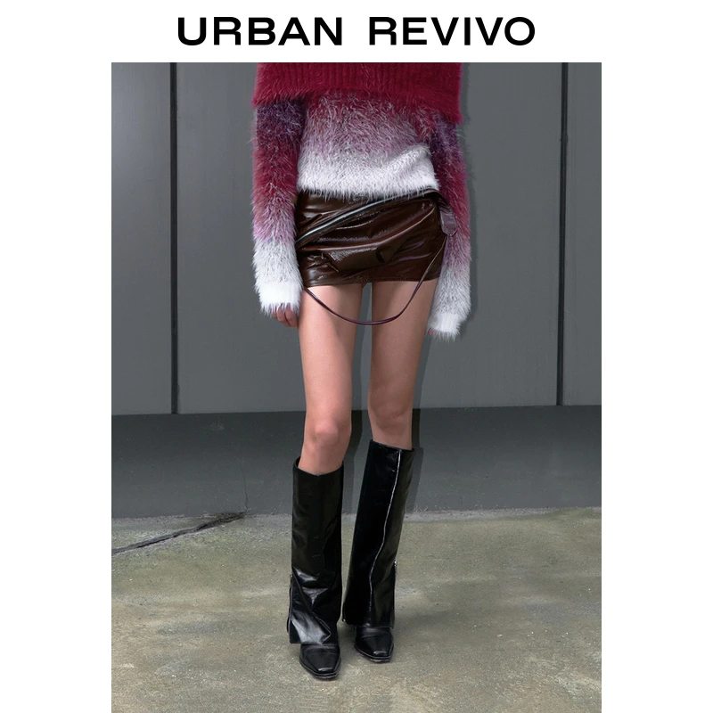 【UR设计师系列】UR女装摩登PU半裙UWA540010