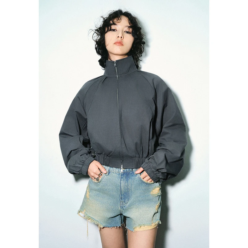 UR春季新款女装潮流休闲简约立领超宽松外套UWV140032