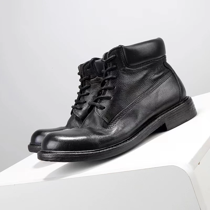 直播专享通用链接男士真皮皮靴舒适黑色
