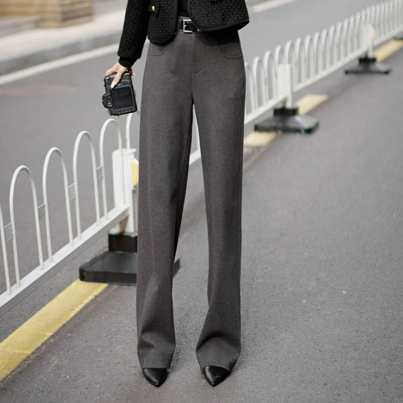 加厚款秋冬爆款垂感时尚宽松直筒裤遮肉高腰显瘦休闲百搭阔腿裤