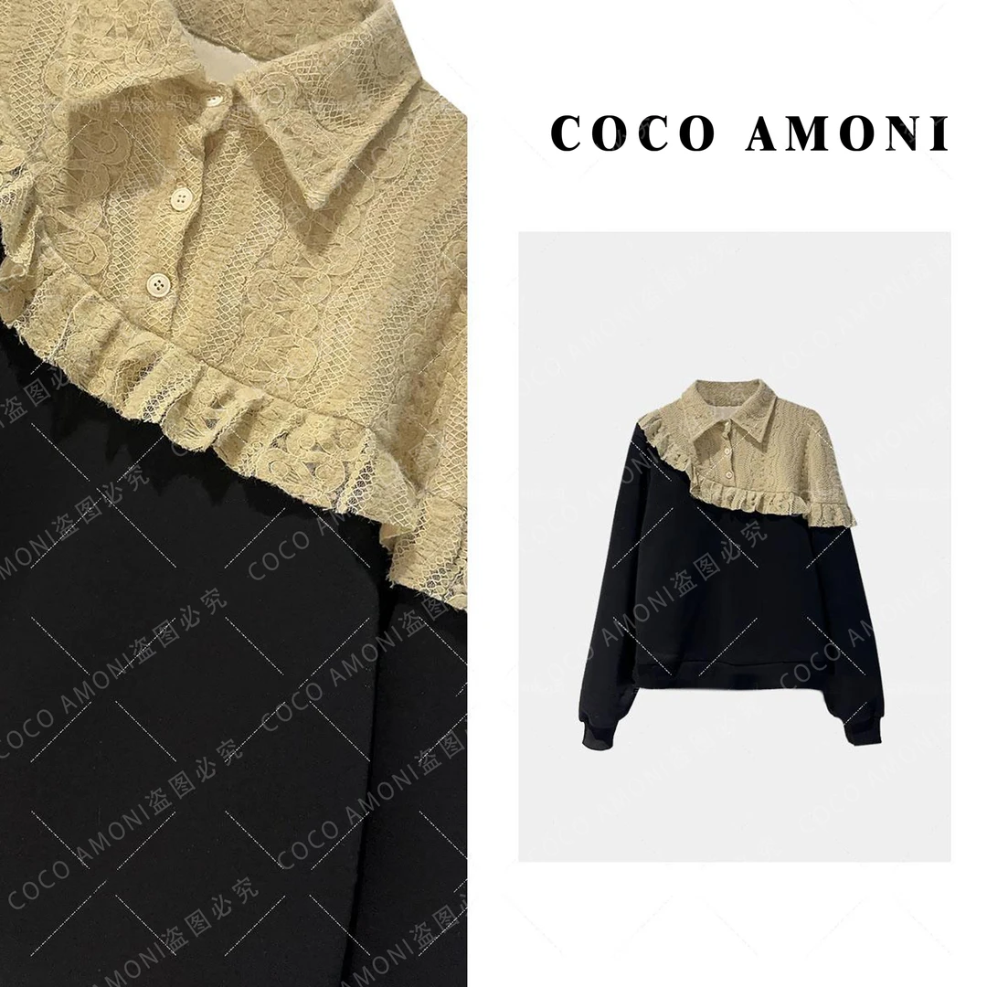 新款高定款拼接假两件卫衣女2024秋冬季休闲减龄上衣AB927