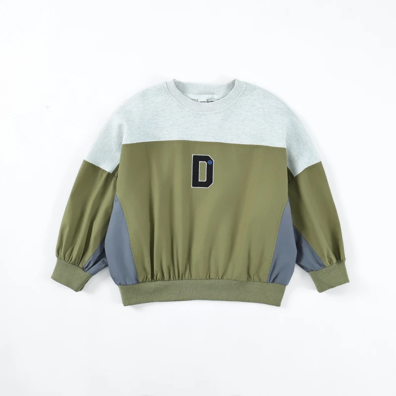 童装男女童圆领拼色设计款中大童卫衣BA5127