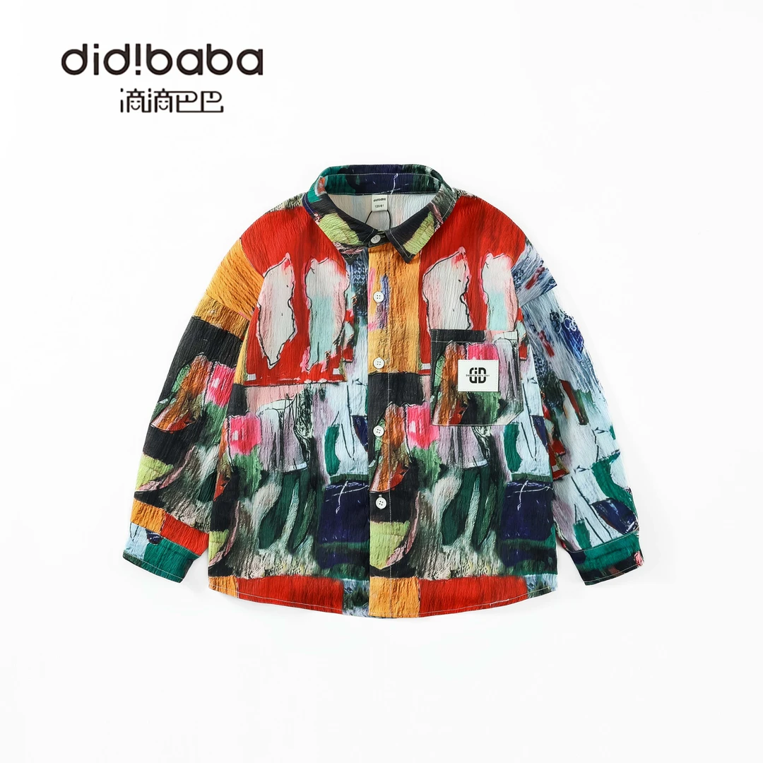 DIDIBABA/滴滴巴巴潮牌童装亲子款时尚炸街印象派长袖衬衫DS5169