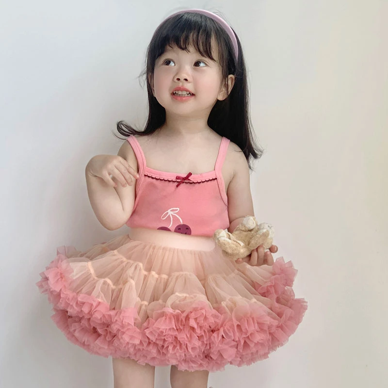 夏季韩版女童软糯棉吊带小背心外穿儿童内搭打底上衣女宝樱桃T恤