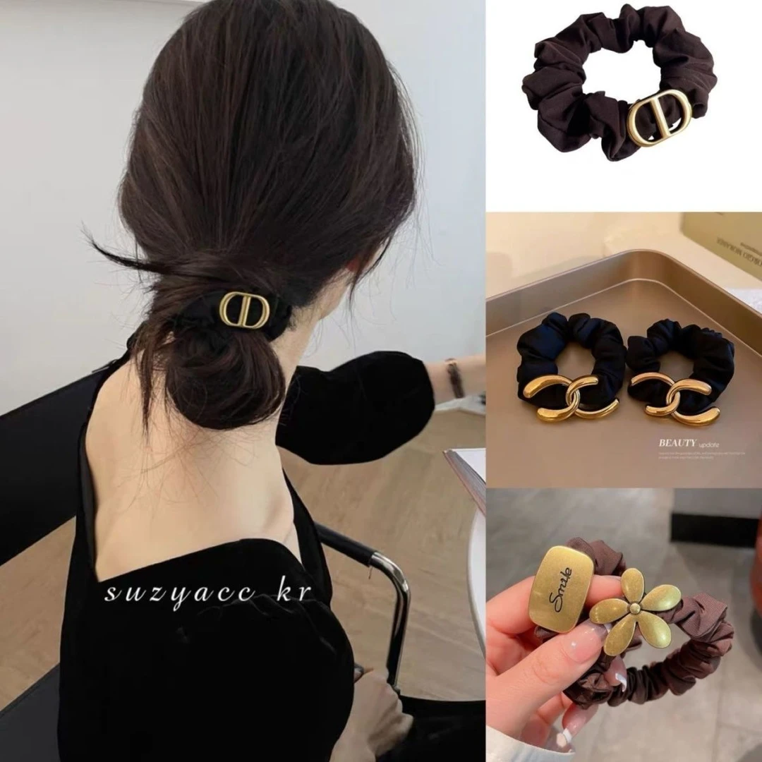 韩国东大门咖色磨砂小香风头绳大肠圈复古超弹高级感头绳日常简约