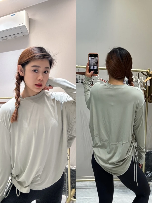 秋冬速干运动上衣女长袖T恤瑜伽服裸感透气跑步休闲长袖