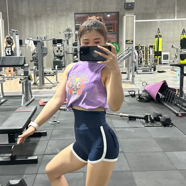 小锅健身服｜拼色高腰提臀短裤｜带口袋