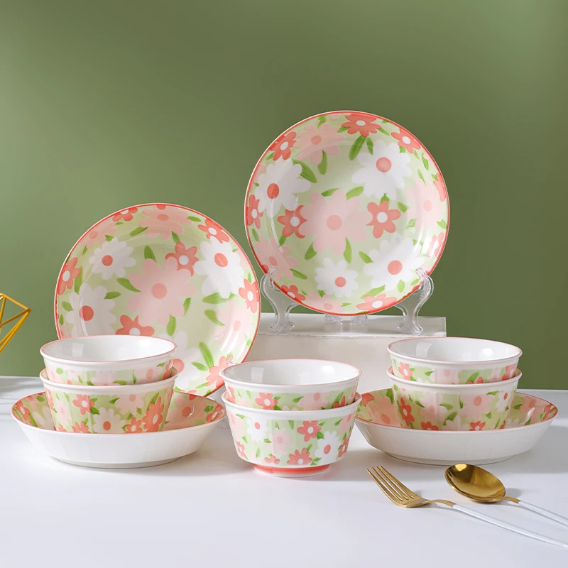 句途粉黛佳人10件碗盘餐具套装