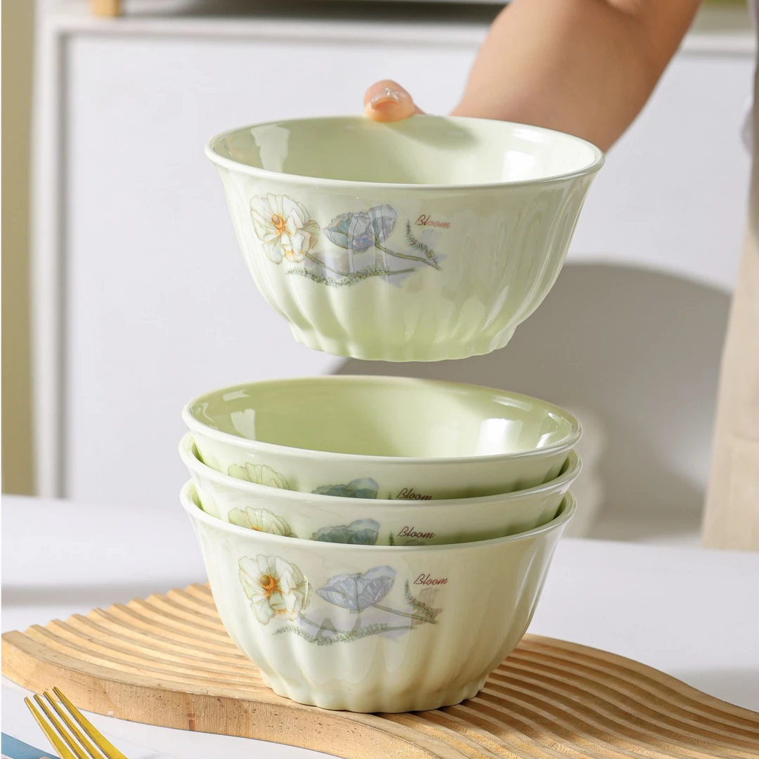 句途4个爱莲说雅枫绿6英寸米饭碗家用饭碗吃面碗可微波陶瓷餐具