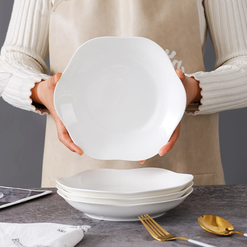 【句途】4只8英寸白色云朵盘釉下彩餐具