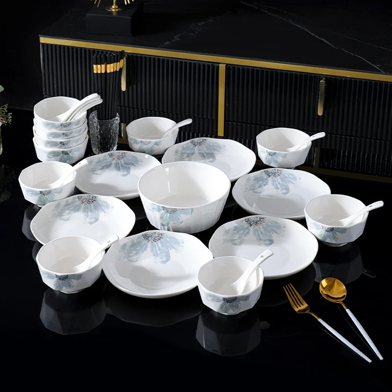 句途星空大海38件家用团圆碗盘餐具套装家用米饭碗菜盘餐具套装