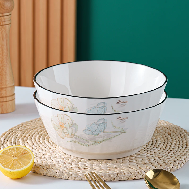 句途2只爱莲说大汤碗北方吃面大碗家用7.5英寸加厚防烫陶瓷餐具