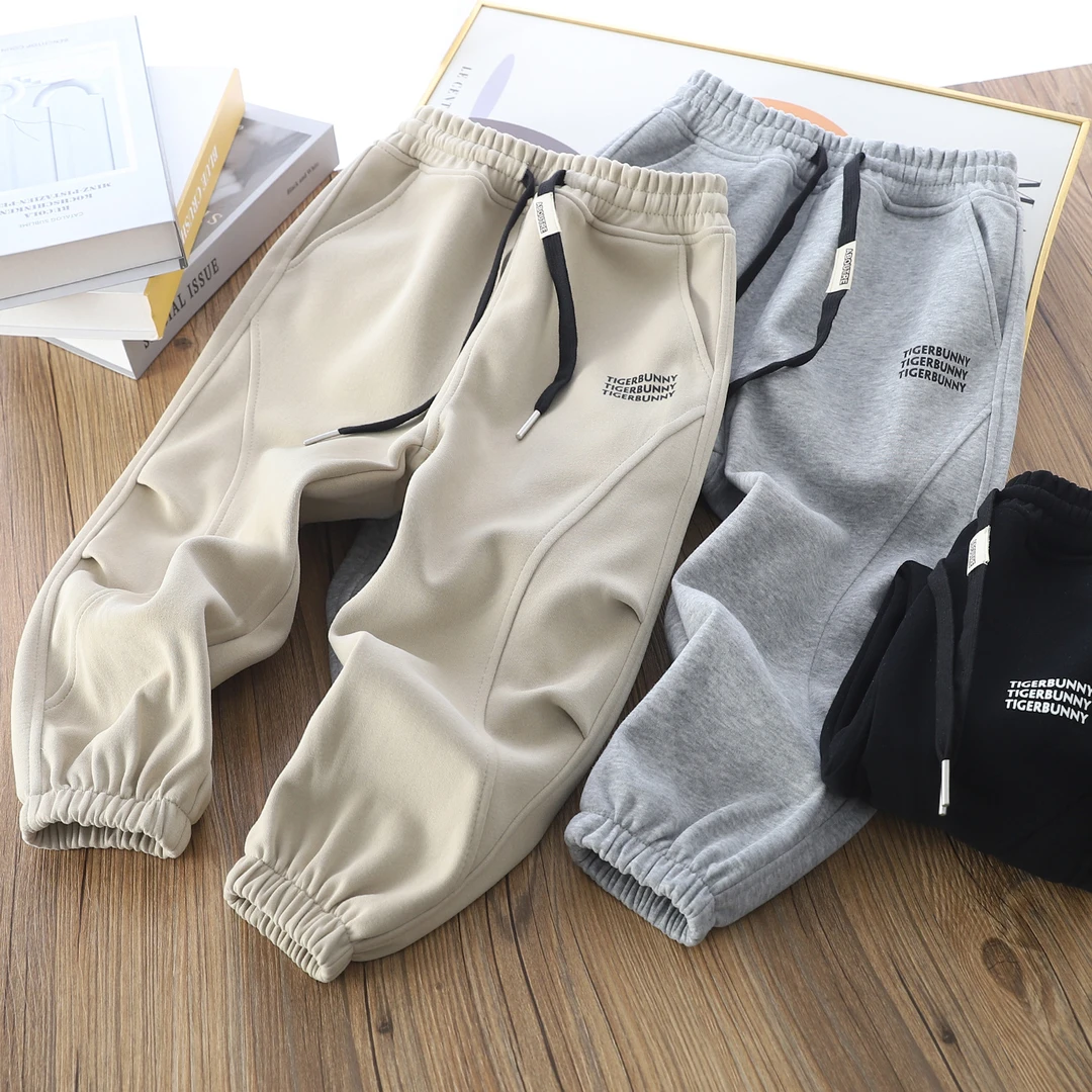 TIGERBUNNY儿童裤子男童运动裤春秋新款中大童拼接时尚卫裤薄休闲
