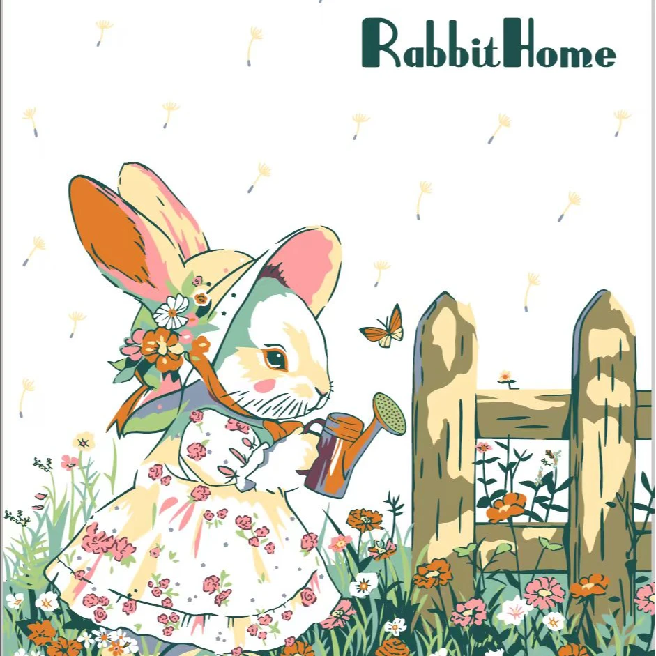 1.5*2米 庄园小兔 多层加厚纱布面包被可铺可盖