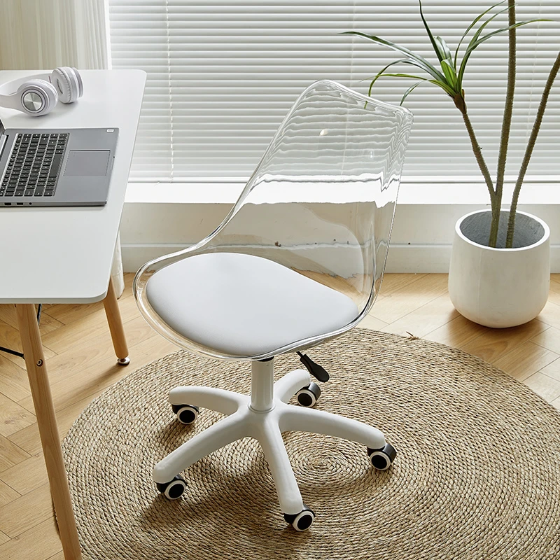 新疆包邮电脑椅透明亚克力椅子家用舒适办公写字椅学习凳升降转椅