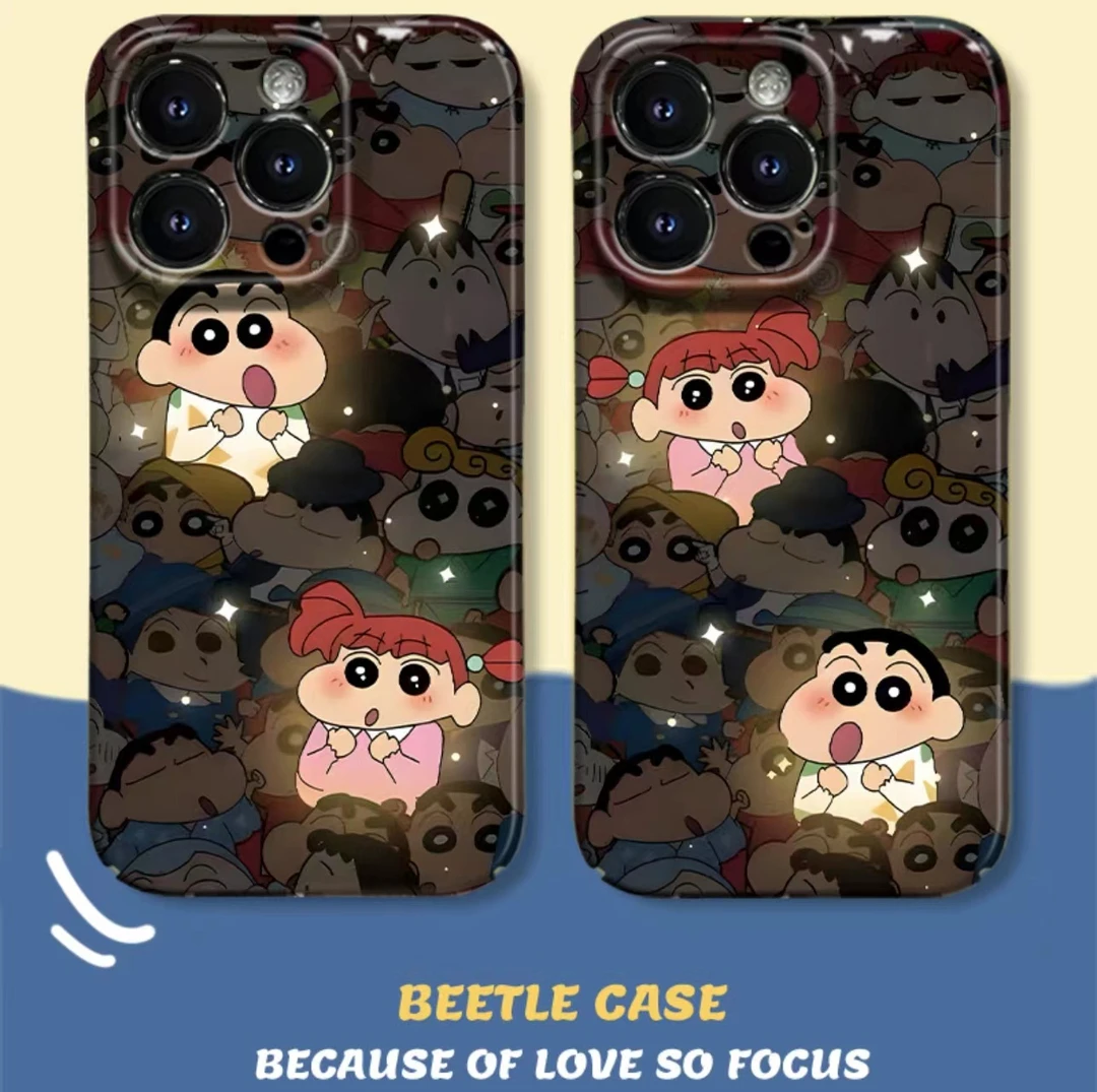 卡通发光小新望妮妮菲林硬壳适用苹果华为荣耀OPPO小米vivo