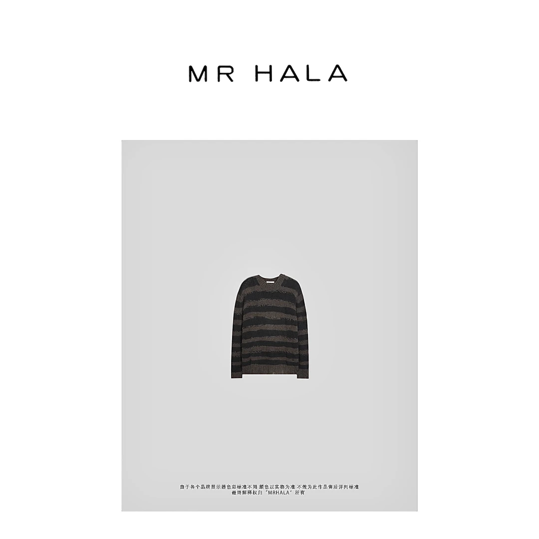 MRHALA桀骜细羊毛交织条纹镂空毛衣女 LM31240