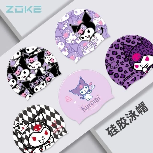 ZOKE男女儿童通用游泳帽卡通时尚舒适防水护耳硅胶成人