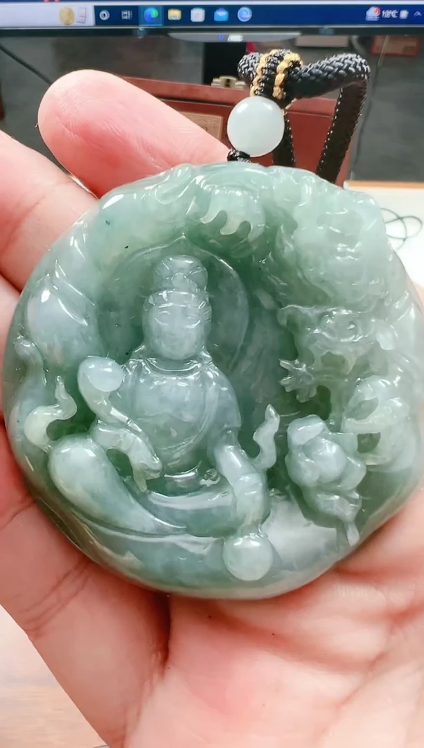 【闪购商品】翡翠颈饰未镶嵌天然缅甸翡翠A货御龙大势至菩萨