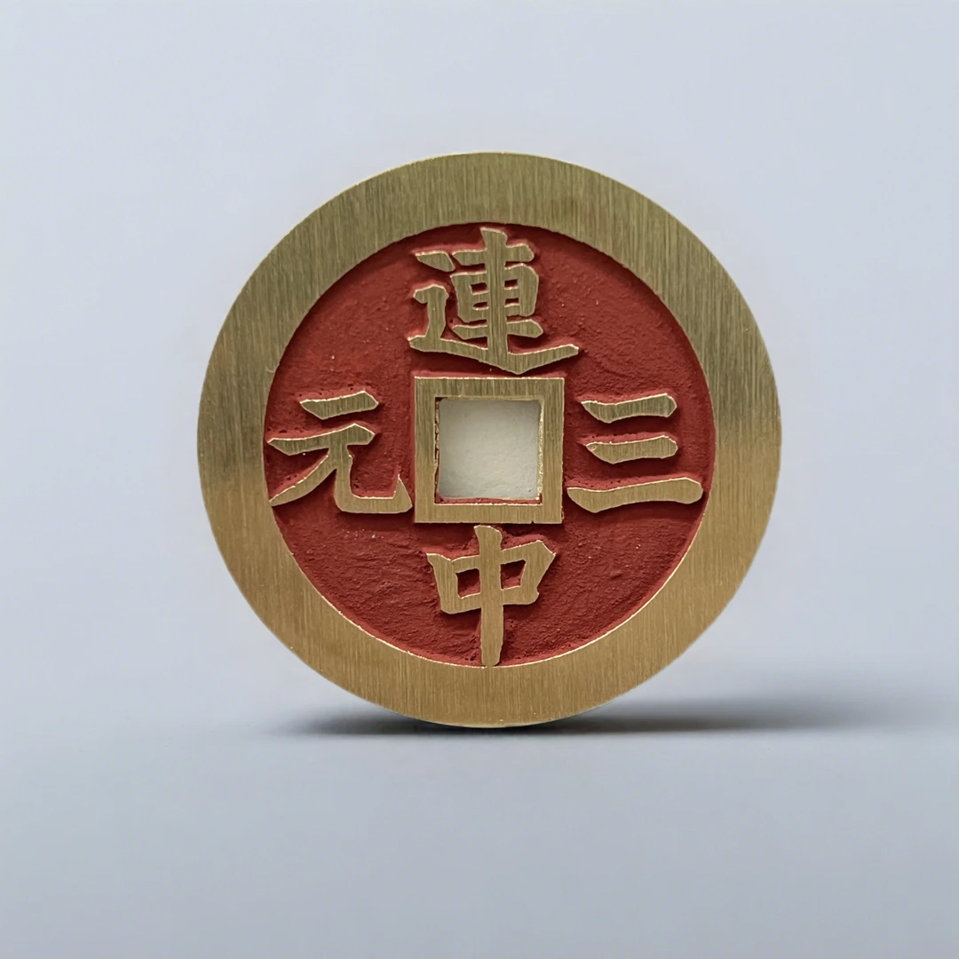 铜吊坠  纯黄铜现代翻沙工艺品连中三元挂饰吊坠送挂绳