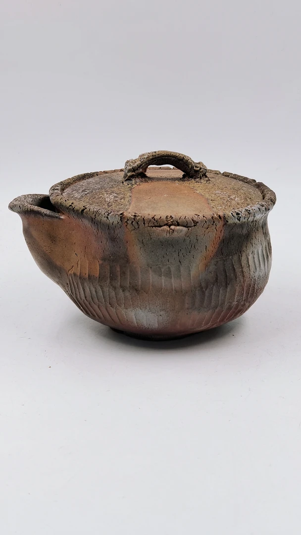 备前烧，德田陶春手捻宝瓶，大容量，320毫升，带原箱