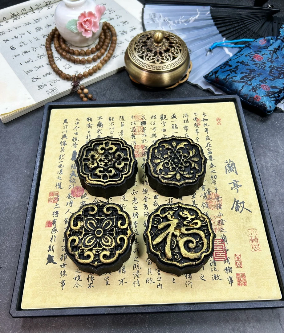 中国风复古宫廷窗花立体浮雕模具75克压花模具4片花