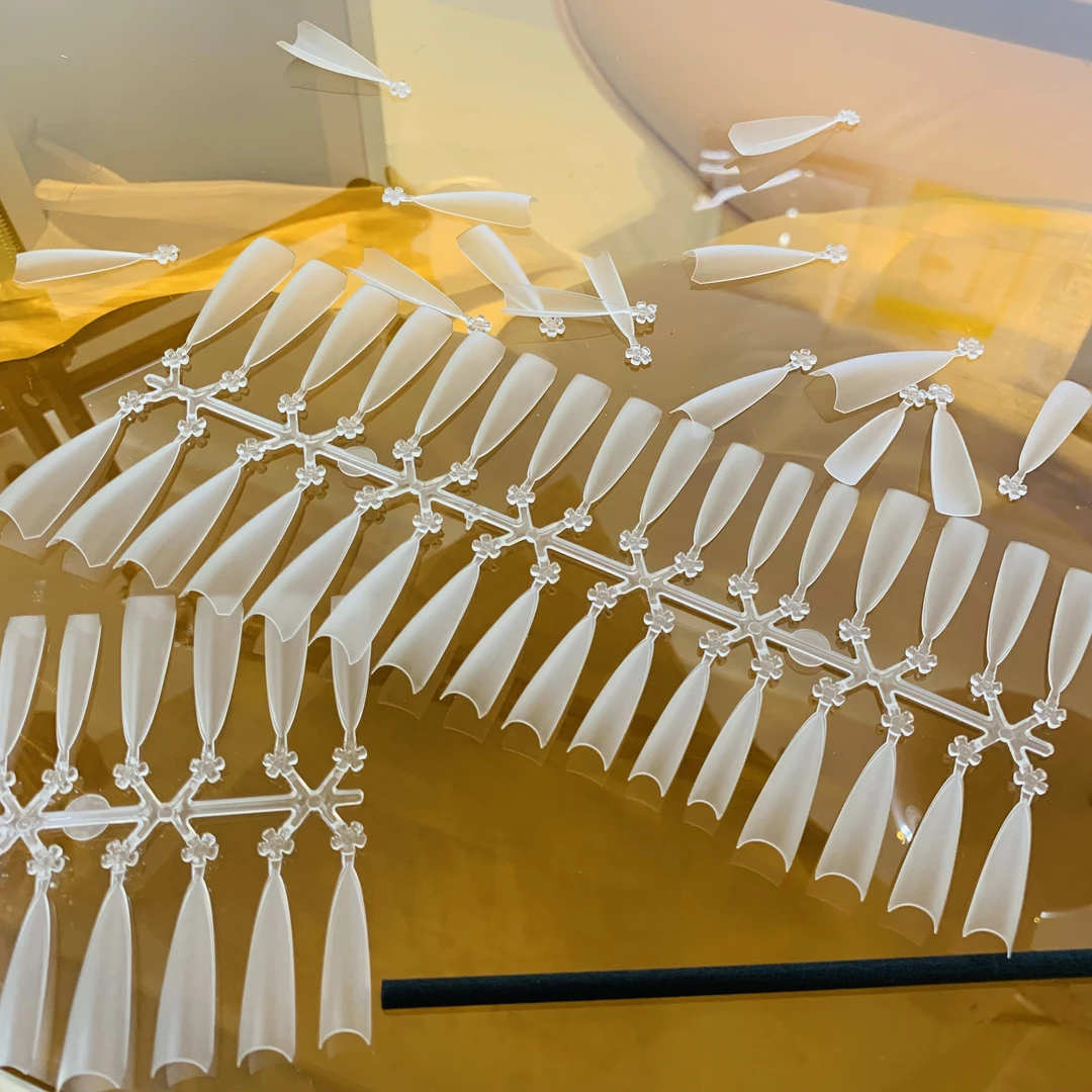 美甲店专用D弧月牙甲片磨砂半贴超薄显瘦磨砂