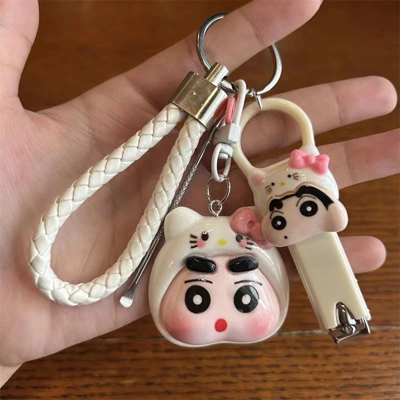 情侣钥匙扣搞怪小新指甲刀可爱闺蜜款指甲剪汽车配件带耳勺便携式