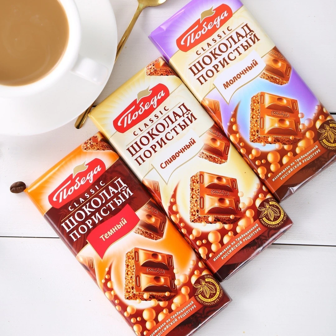 俄罗斯进口 胜利牌蜂窝状巧克力65g/块