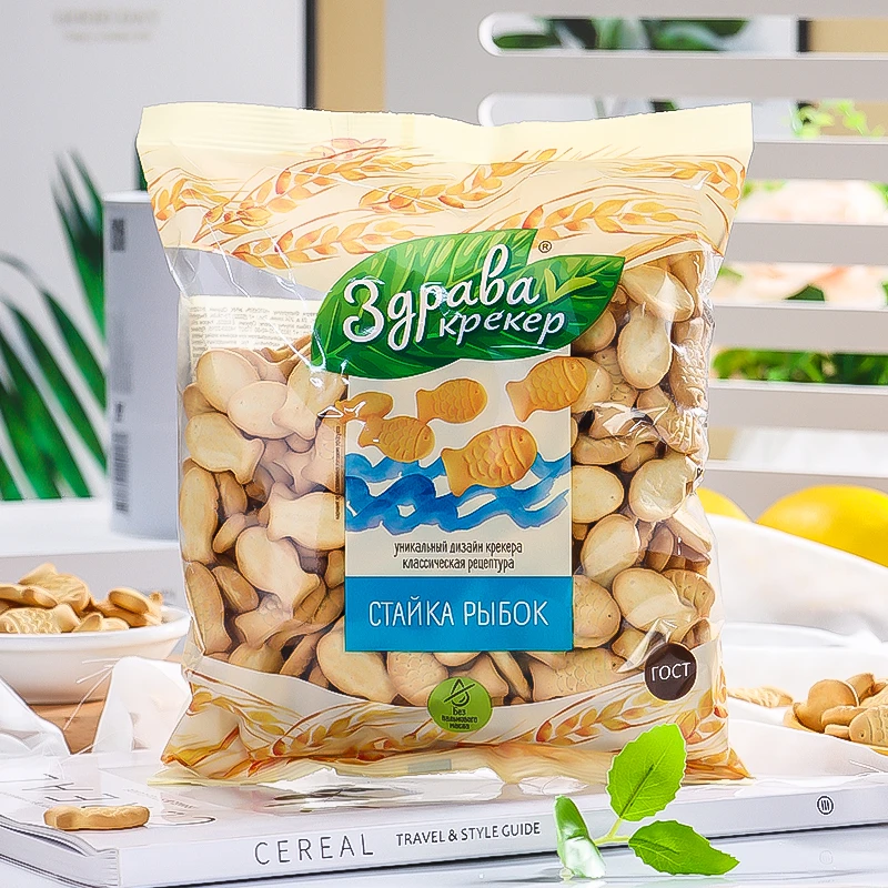 [临期]俄罗斯原装进口 德母卡牌小鱼系列经典口味饼干300克/袋