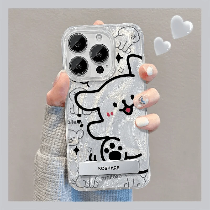 线条黑狗适用华为oppo荣耀vivo小米苹果14手机壳15镭射13支架