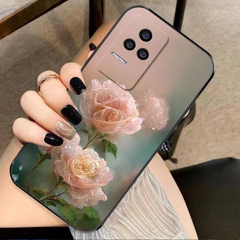 适用红米k40s手机壳RedmiK40S硅胶幽暗冥花新女款时尚花类图案软