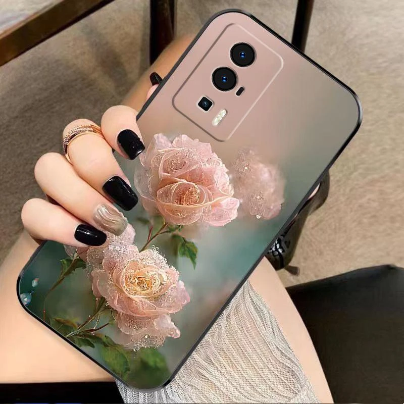 适用红米K60手机壳RedmiK60硅胶幽暗冥花新女款时尚花类图案软壳