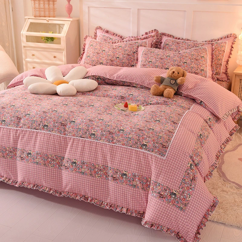 韩式加厚磨毛小碎花四件套公主风少女心床单被套床上用品小清新