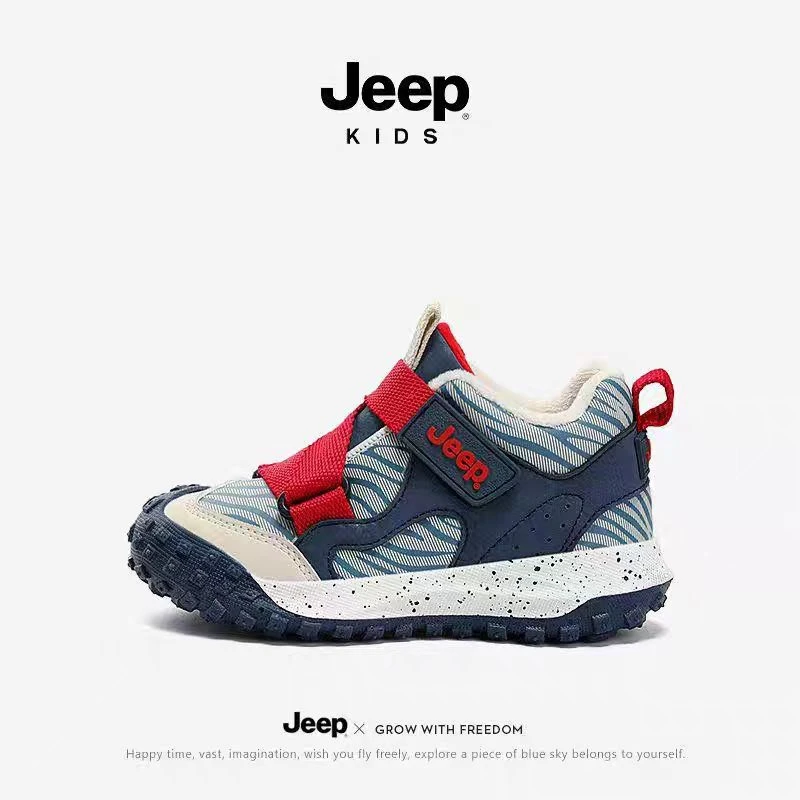 JEEP/吉普2024【龙年】户外童鞋男女童棉鞋魔术贴软底防滑运动鞋