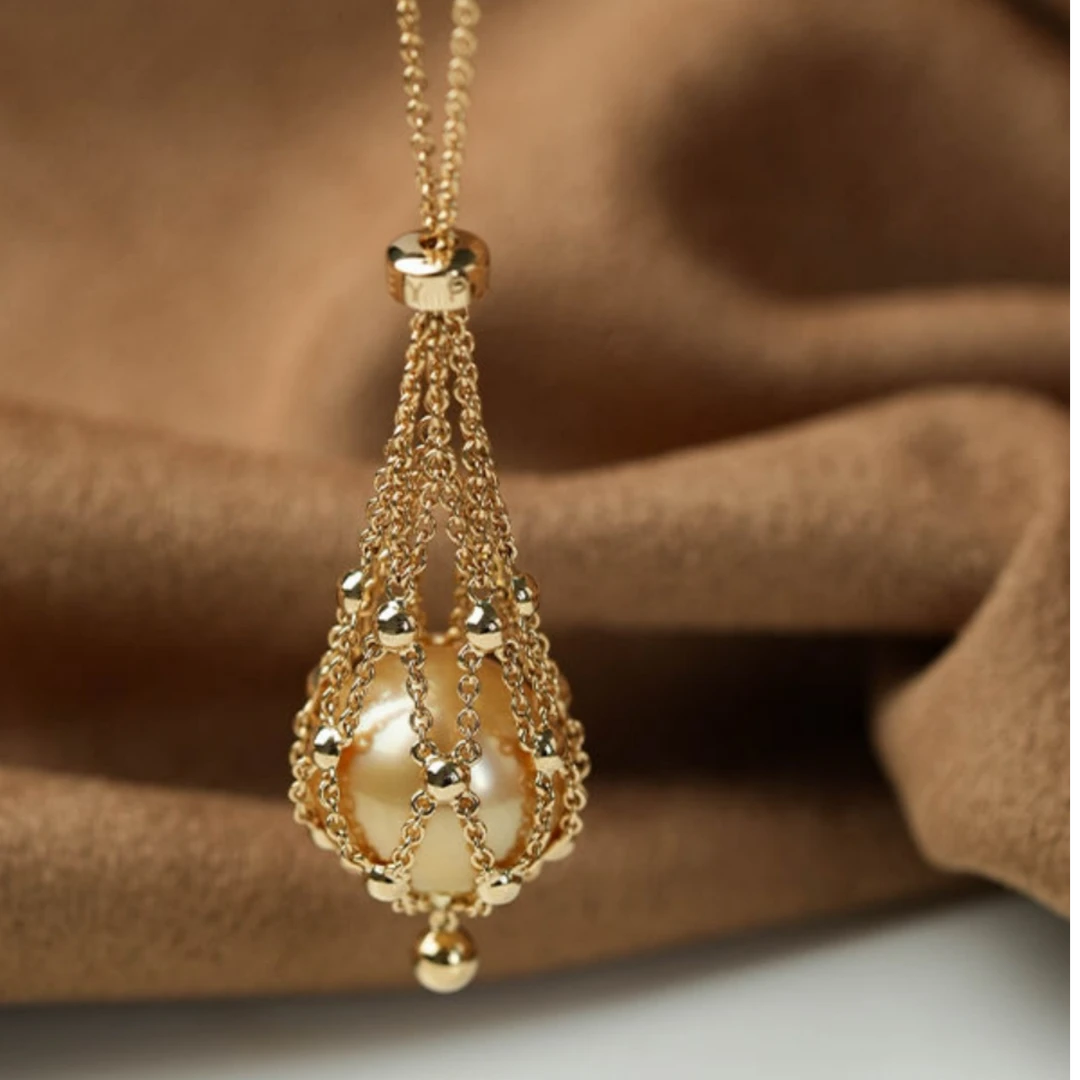 铜合金项链 网兜吊坠项链女小众设计高级感轻奢冬季气质锁骨链女