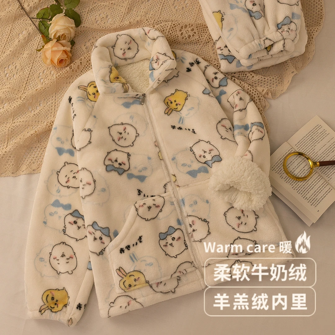 chiikawa睡衣女秋冬季羊羔绒加厚绒保暖乌萨奇小八日系【宛宛】