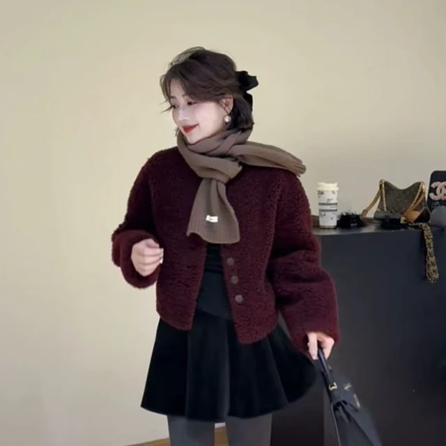 24669【冬日氛围】诗诗家2024秋冬澳洲进口100%绵羊毛皮毛一体外套