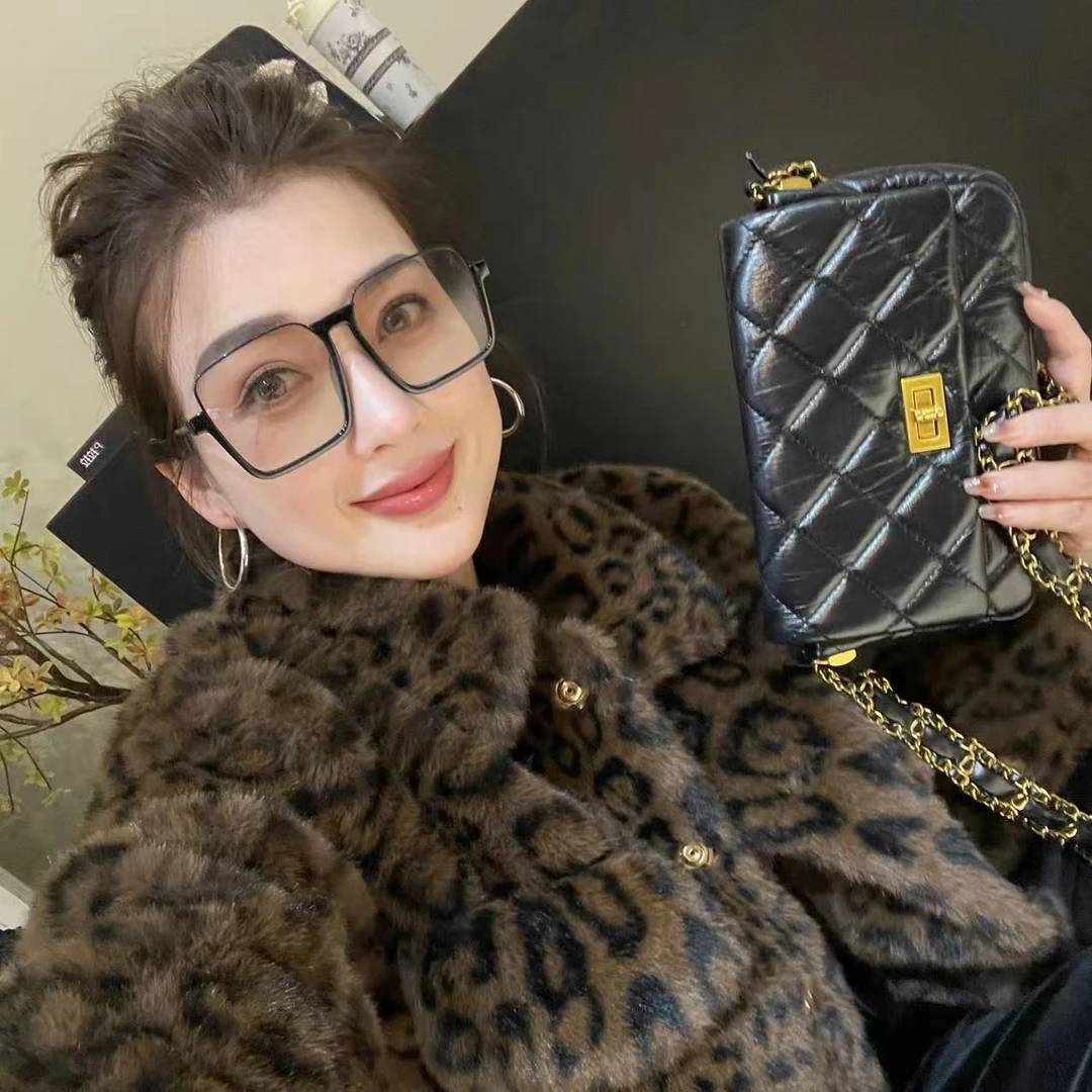 【富贵花】诗诗家2024秋冬老钱风气质轻奢重工豹纹毛毛外套8301