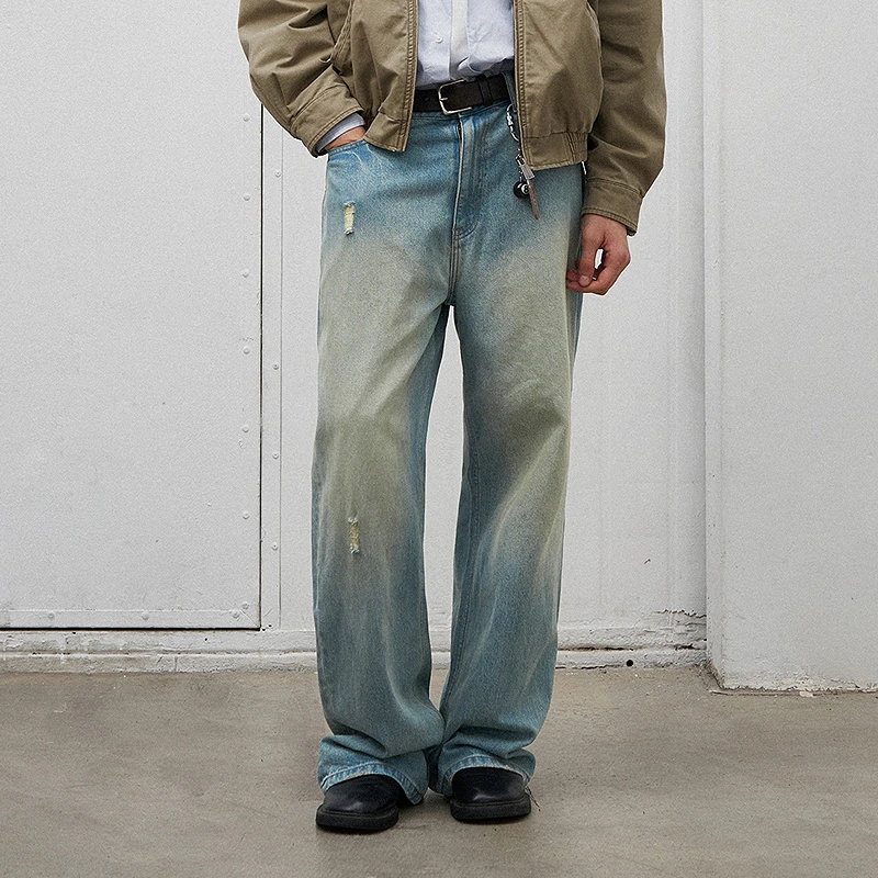 714street天丝牛仔长裤美式复古休闲宽松百搭牛仔休闲裤512403