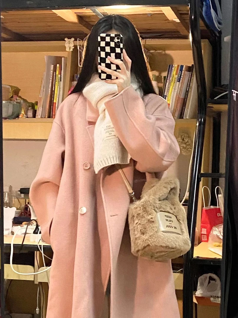 双面呢大衣秋冬款网红韩版高端气质显瘦女呢子中长款毛呢外套