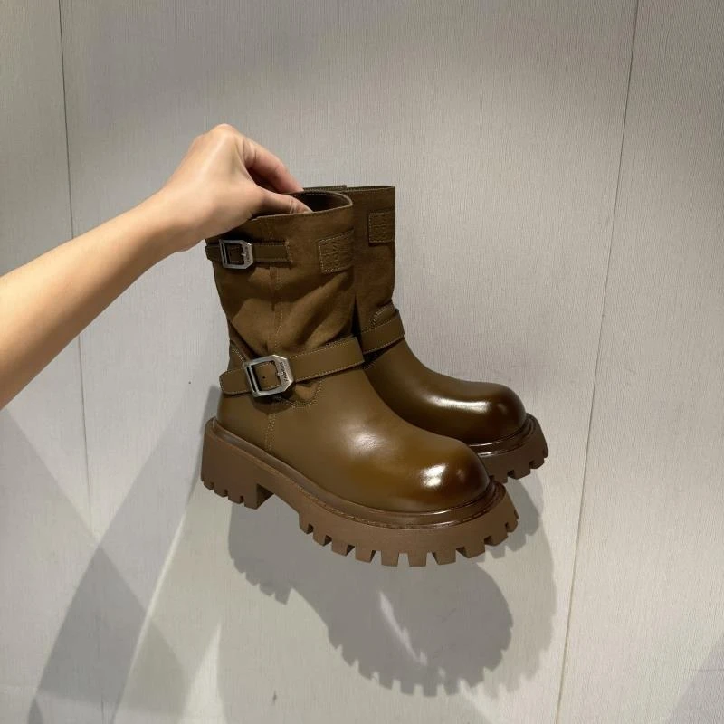 厚底短靴女英伦风复古切尔西靴2024新款东大门女鞋网红瘦瘦靴