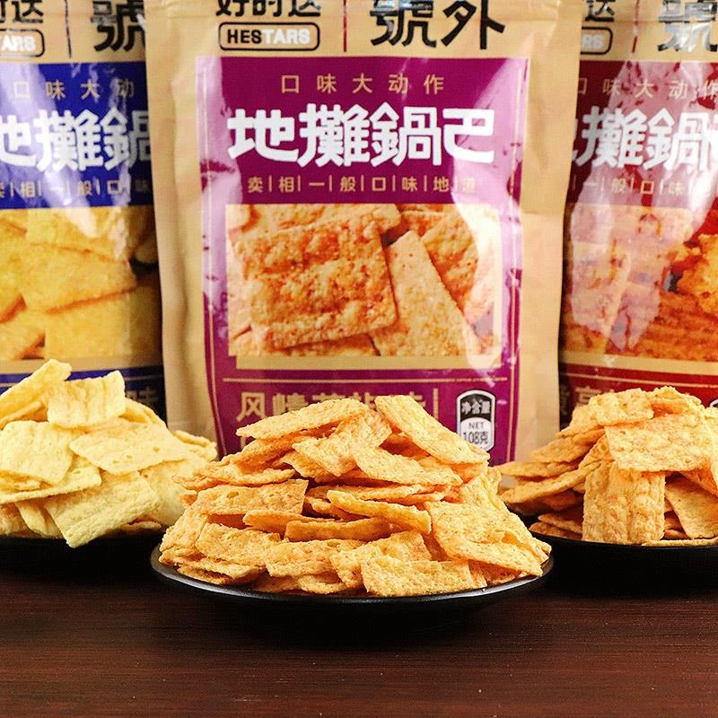 好时达地摊锅巴花椒香辣玉米烧烤味粗粮脆片膨化零食解馋小吃