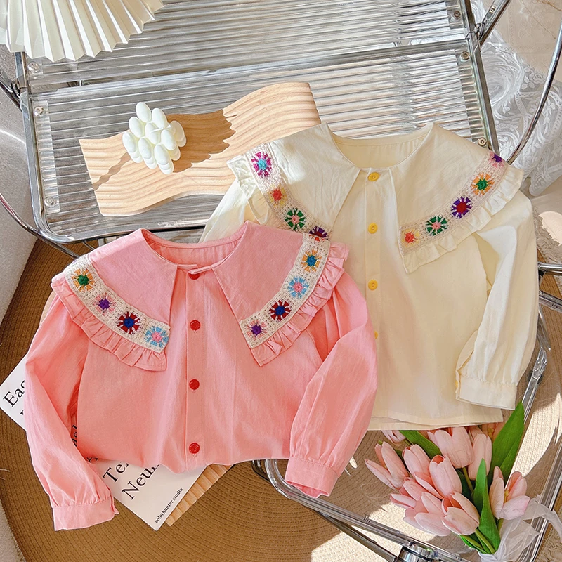 【童稚园】时尚春秋新款纯棉女宝衬衣衬衫女童娃娃衫欧若风童装