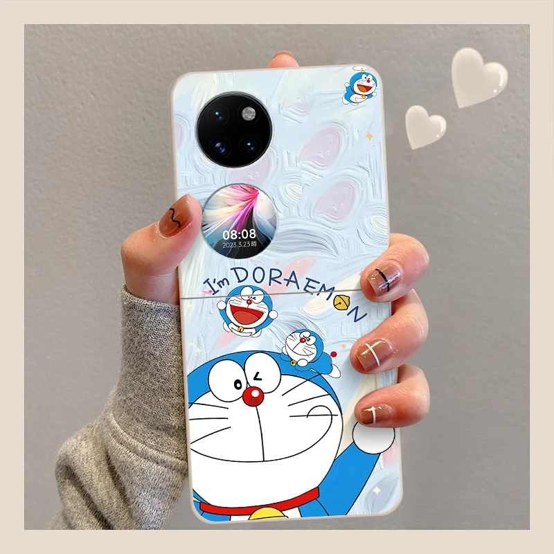 华为pockets手机壳新女款硬壳ins可爱动漫卡通蓝胖子折叠屏保护套