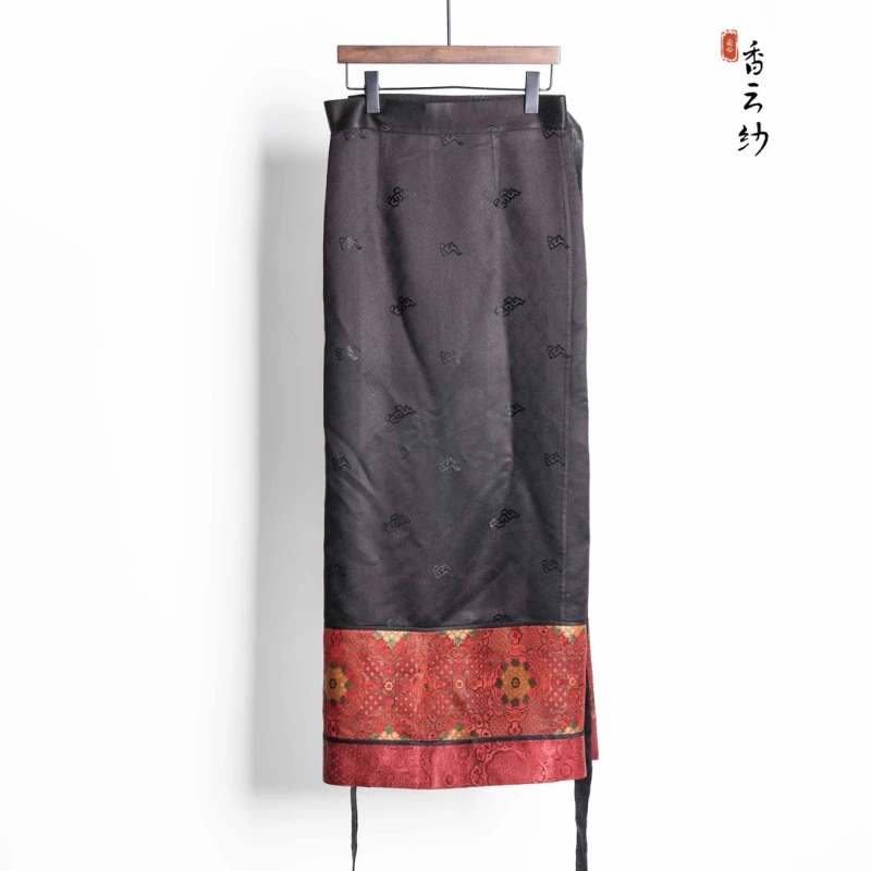 【走心香云纱】半裙22ZSY505提花双面半身裙印花中式双层休闲半裙