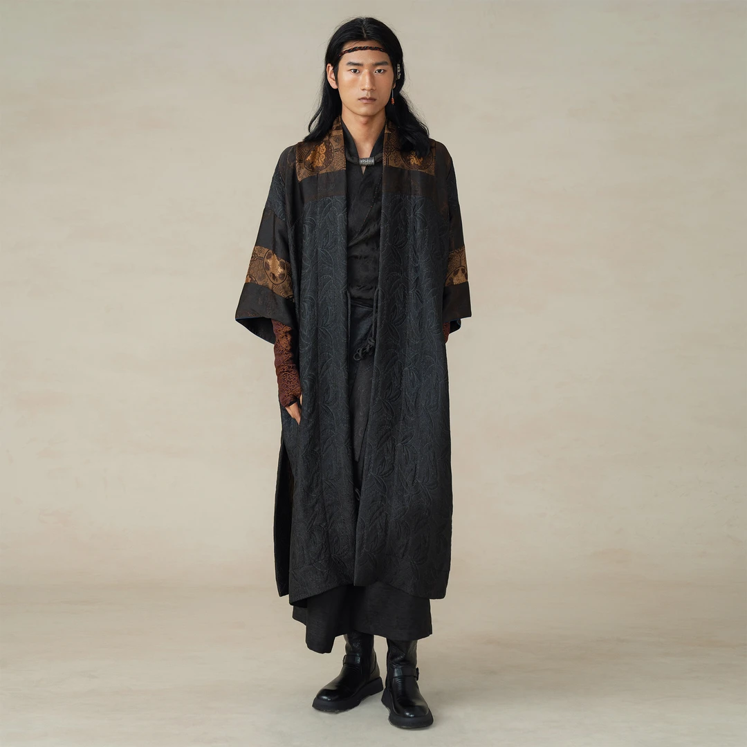 【走心非遗】香云纱丝毛系列短款外披22ZY3338新中式印花桑蚕丝秋冬