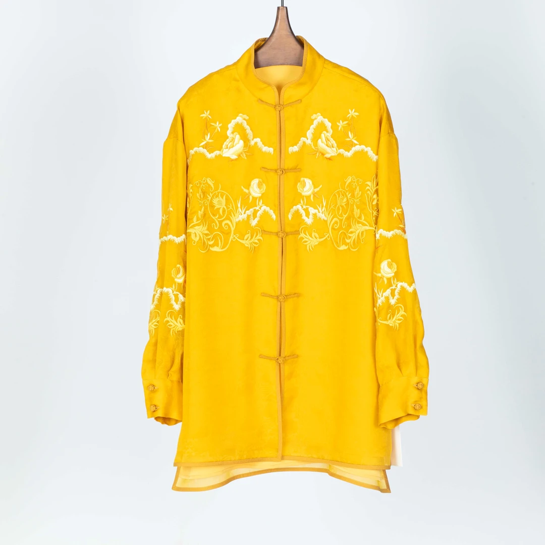 【走心非遗】香云纱 上衣22ZCS3050夏季复古中式长袖桑蚕丝刺绣国风