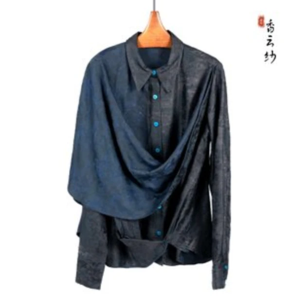 【走心香云纱】衬衫23ZY31280181春秋长袖百搭复古印花休闲宽松蚕丝