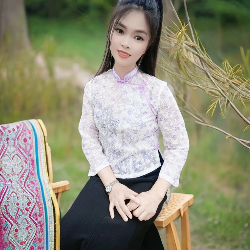 新款广西壮族小边衣网纱刺绣